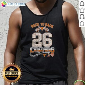 Good Texas Longhorns 2025 2026 Back To Back National Champions NCAA Softball Tank Top displayed on a neutral background