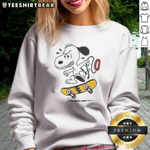 Premium Spike Peanuts Comic Strip Dog Skateboard Sweatshirt featuring a playful dog on a skateboard