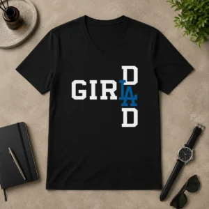Top Los Angeles Dodgers LA Girl Dad V-Neck Shirt