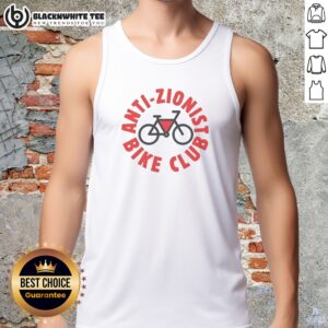 Original Anti Zionist Bike Club Tank Top in black, sleeveless casual wear with bold white text graphic