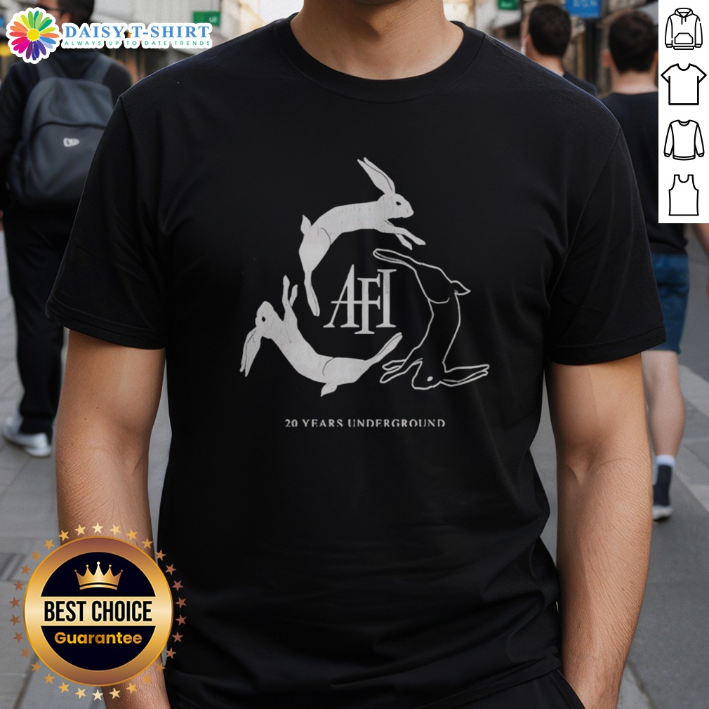 premium-afi-20-years-underground-shirt Premium AFI 20 Years Underground Shirt displayed in a stylish setting, showcasing its unique design.