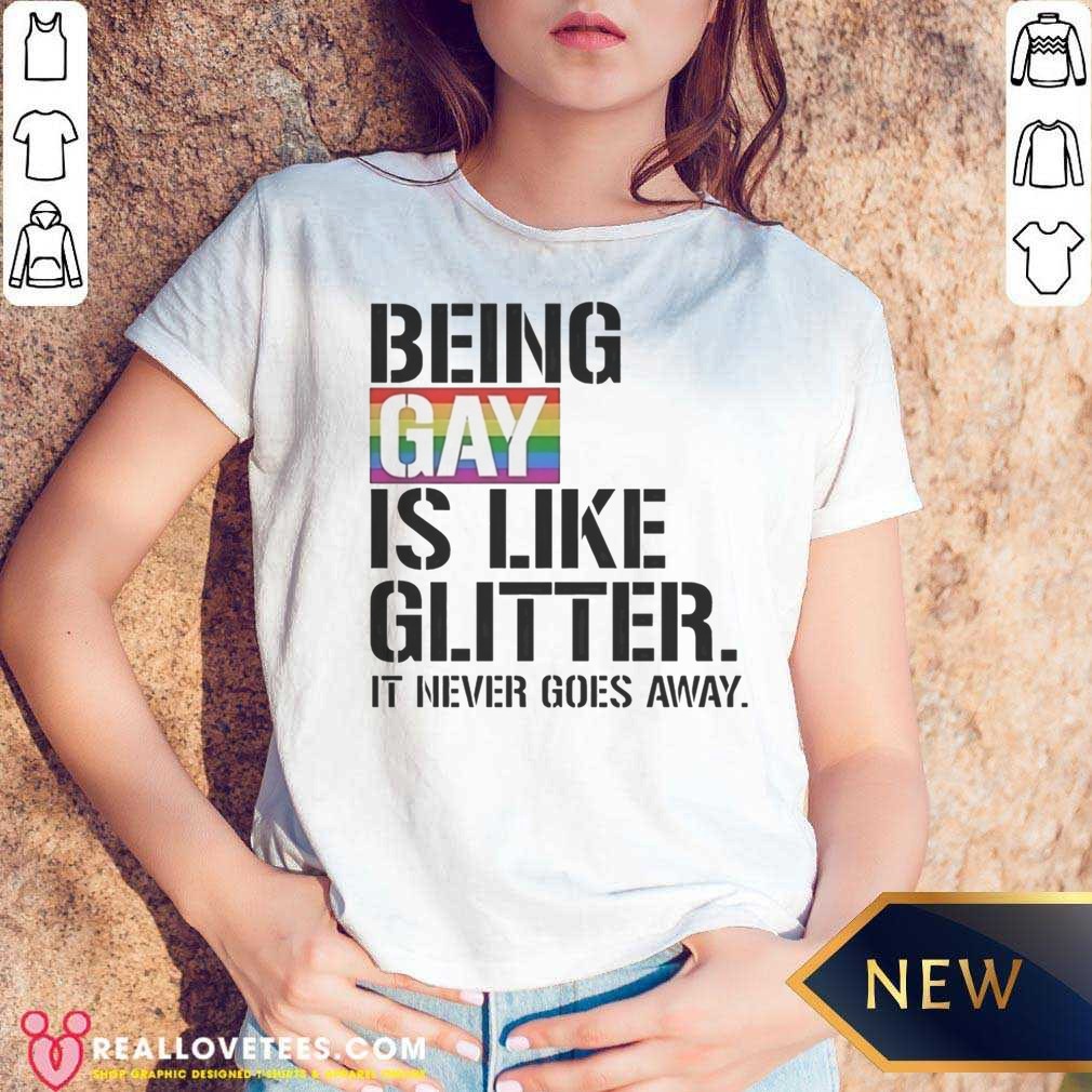 premium-being-gay-is-like-glitter-it-never-goes-away-v-neck-optimized Premium Being Gay Is Like Glitter It Never Goes Away v neck optimized garment mockup showcasing vibrant design