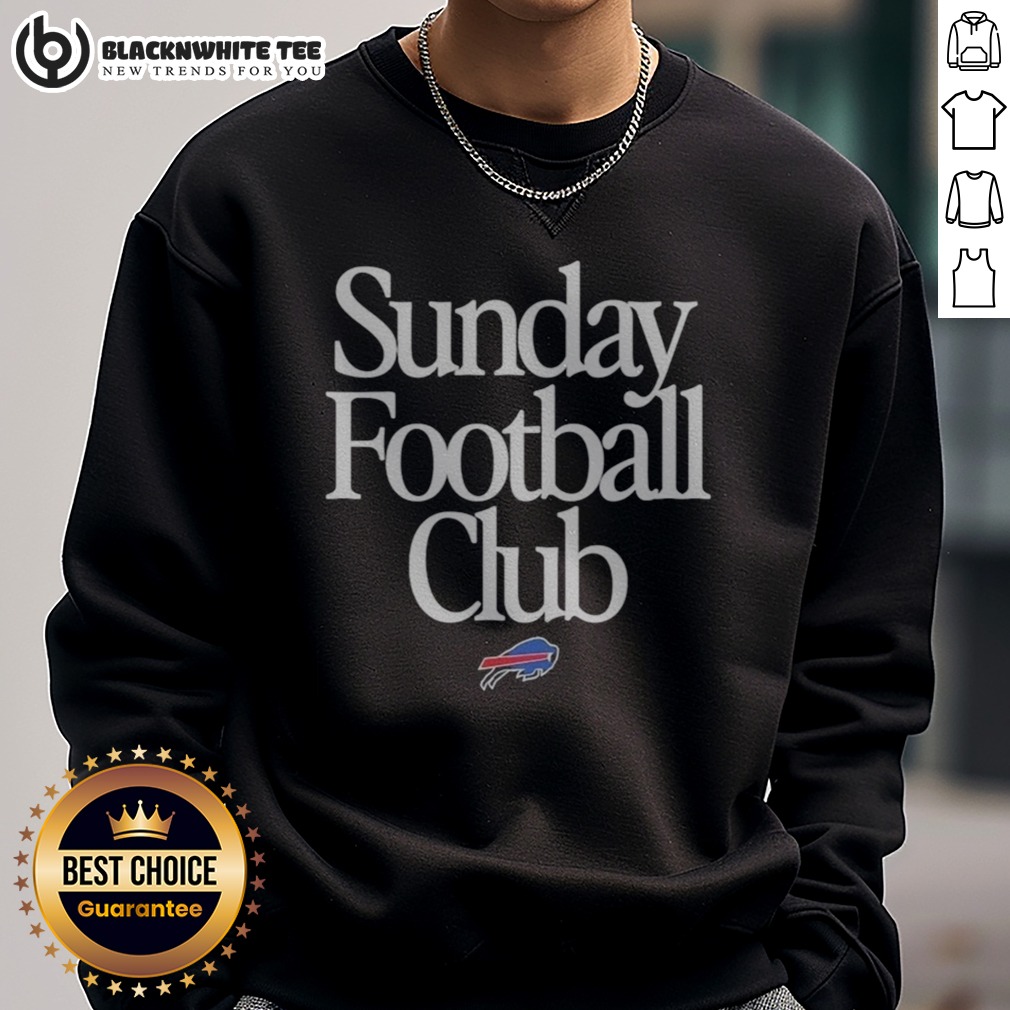 Premium Buffalo Bills Sunday Football Club Sweashirt Premium Buffalo Bills Sunday Football Club Sweashirt featuring team colors and logo.