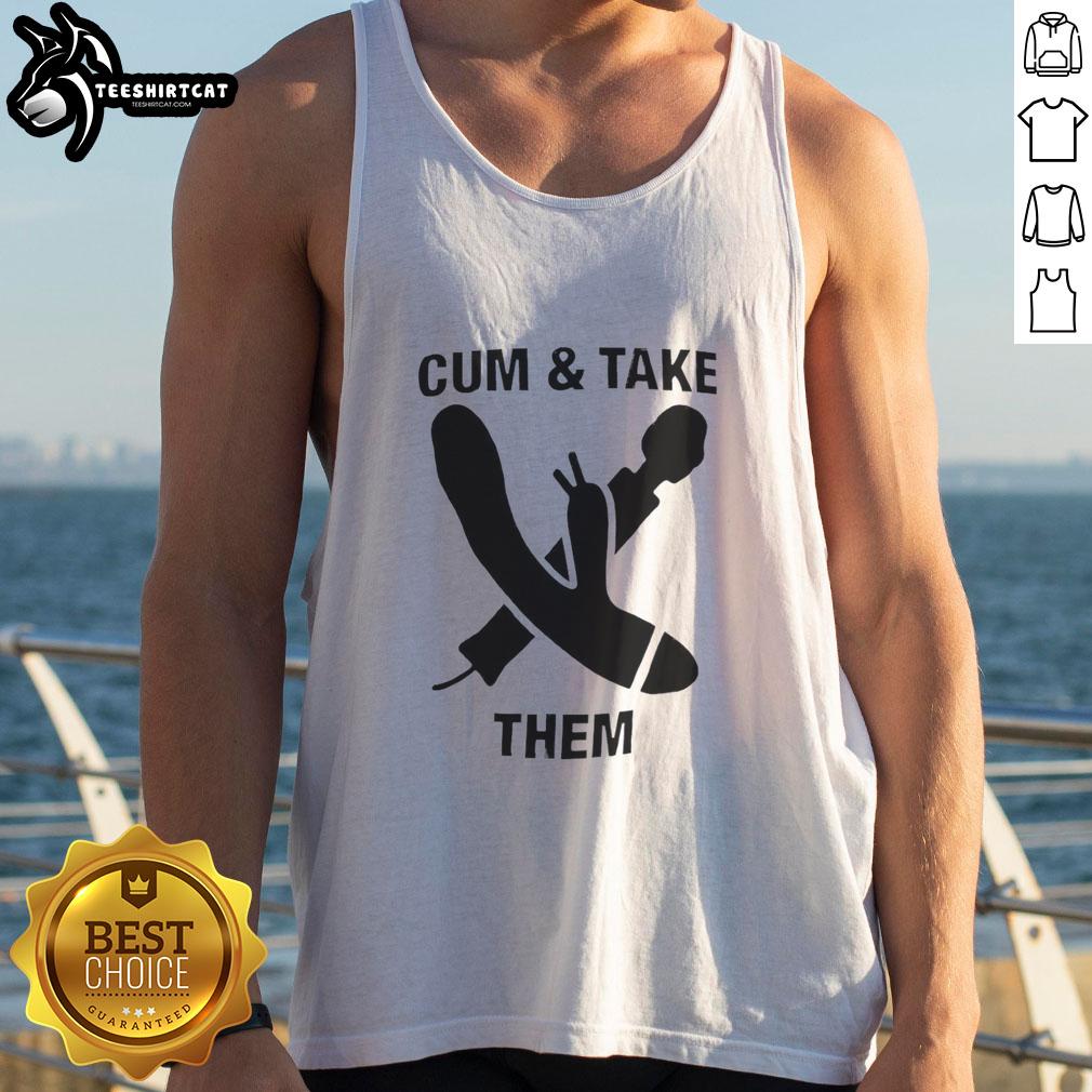 premium-cum-and-take-them-tank-top Model wearing a Premium Cum And Take Them Tank Top, showcasing stylish design and comfortable fit for casual wear.