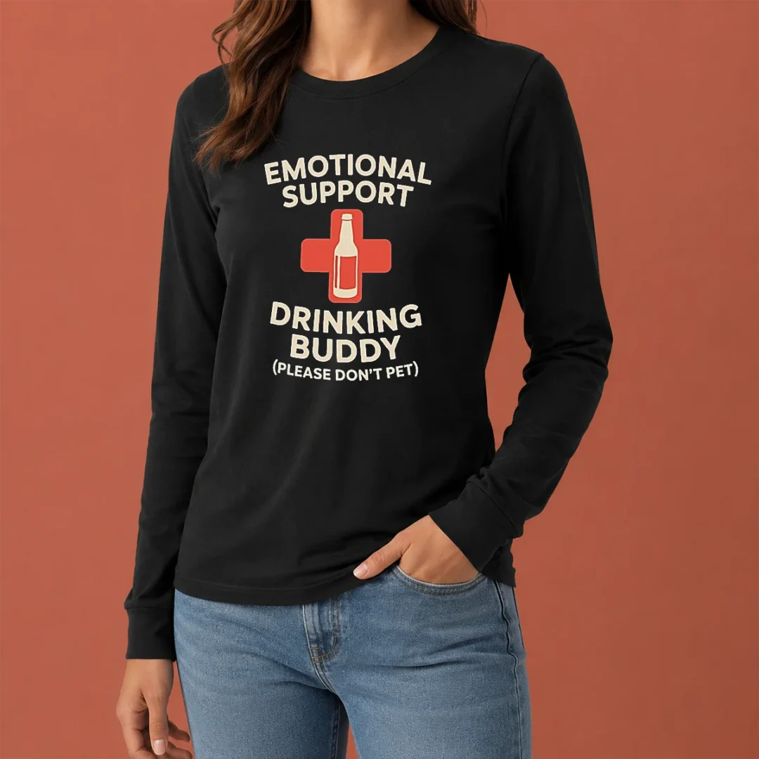 premium-emotional-support-drinking-buddy-long-sleeve-shirt Premium Emotional Support Drinking Buddy Long Sleeve Shirt