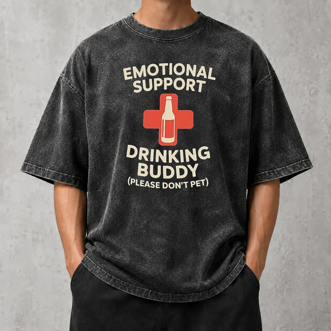 premium-emotional-support-drinking-buddy-washed-t-shirt Premium Emotional Support Drinking Buddy Washed T-Shirt