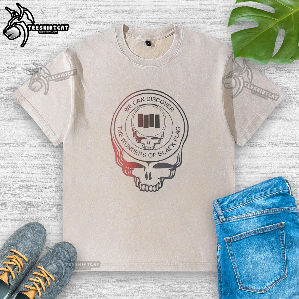 premium-grateful-dead-we-can-discover-the-wonders-of-black-flag-washed-t-shirt Alt Text: Premium Grateful Dead 'We Can Discover the Wonders' Black Flag washed t-shirt featuring vibrant graphics and soft fabric.