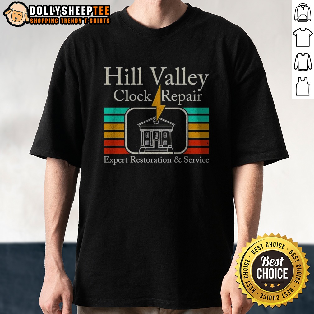 premium-hill-valley-clock-repair-back-to-the-future-expert-restoration-and-service-shirt Premium Hill Valley Clock Repair Back To The Future Expert Restoration And Service Shirt featuring a vintage design