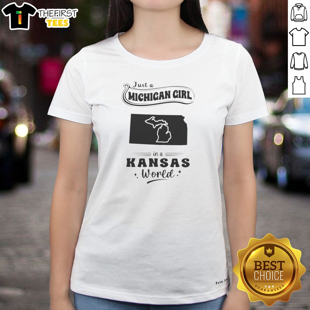 premium-just-a-michigan-girl-in-a-kansas-world-ladies-shirt Premium Just A Michigan Girl In A Kansas World Ladies Shirt featuring a comfortable fit and bold graphic design