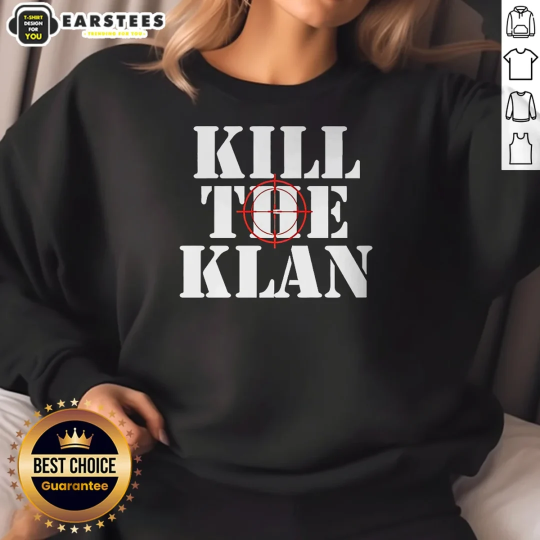 premium-kill-the-klan-anti-racism-crosshair-target-graphic-statement-sweatshirt Premium Kill The Klan Anti Racism Crosshair Target Graphic Statement Sweatshirt in charcoal gray with bold front graphic
