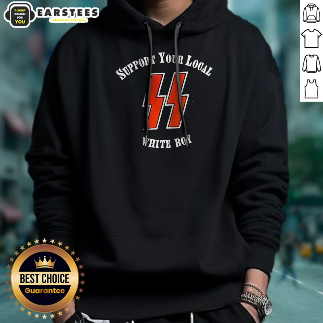 premium-lightning-bolts-support-your-local-white-boy-hoodie Premium Lightning Bolts Support Your Local White Boy Hoodie in black, front view with drawstring hood and kangaroo pocket