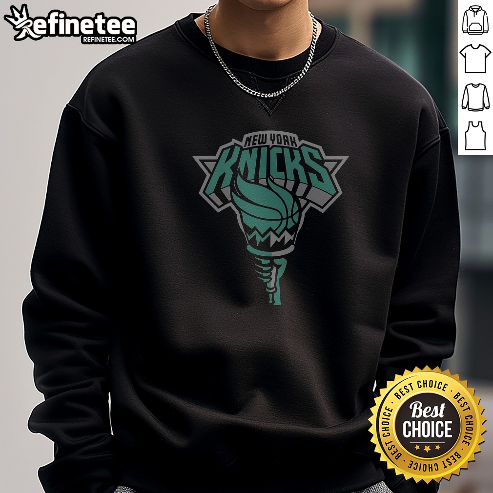 premium-new-york-liberty-x-new-york-knick-mashup-logo-sweatshirt Premium New York Liberty X New York Knick Mashup Logo Sweatshirt in navy blue with combined team logos on front