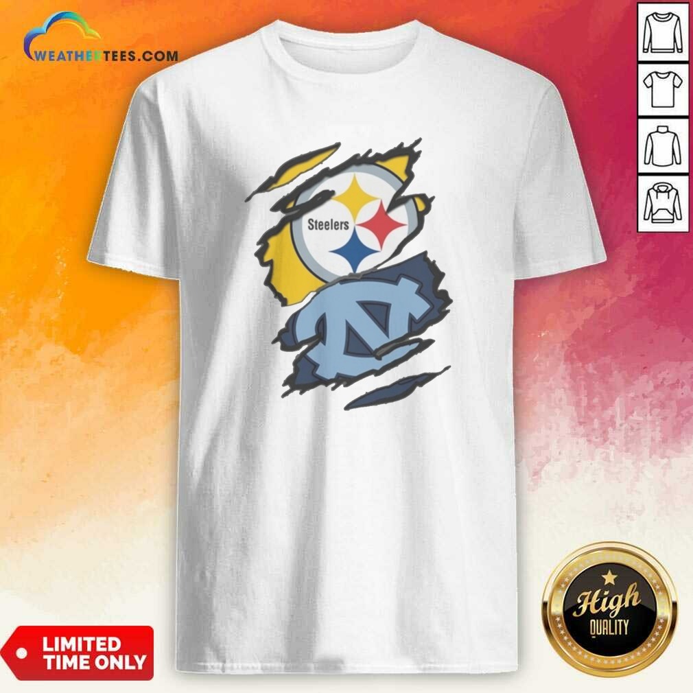 premium-pittsburgh-steelers-and-unc-tar-heels-ripped-metal-effect-logo-shirt-optimized-1 Premium Pittsburgh Steelers And UNC Tar Heels Ripped Metal Effect Logo shirt optimized for showcasing team spirit