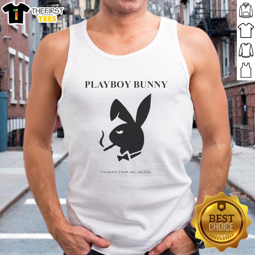 premium-playboy-smoker-rabbit-bowtie-created-by-charli-alex-and-finn-tank-top Alt Text: Premium Playboy Smoker Rabbit Bowtie tank top designed by Charli, Alex, and Finn, featuring a stylish graphic print.