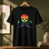 Premium Rainbow Skull And Crutches Pride Symbol Disability Awareness t shirt in black, front view