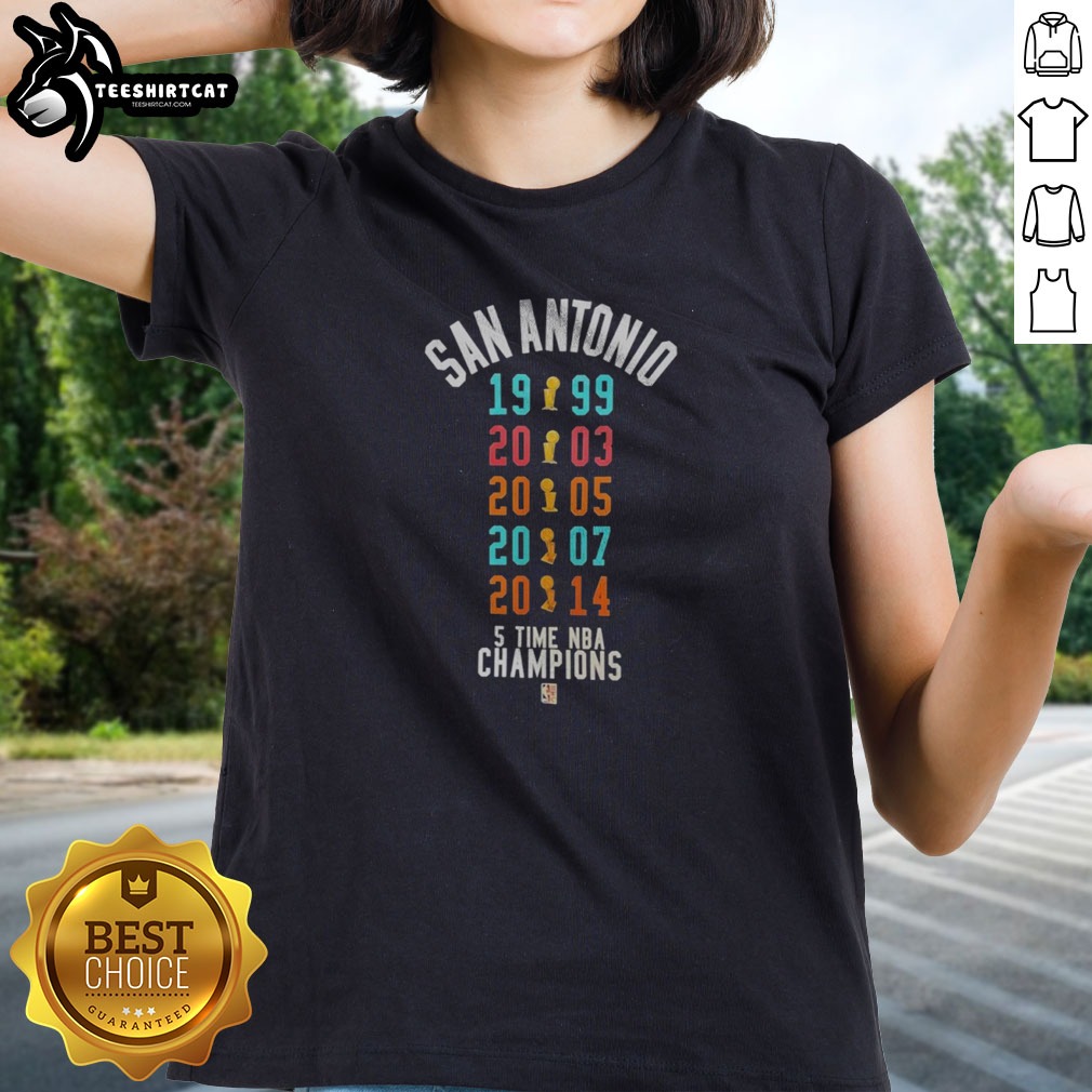 premium-san-antonio-spurs-5-time-nba-champions-1999-2003-2005-2007-2014-ladies-shirt Premium San Antonio Spurs 5 Time NBA Champions 1999 2003 2005 2007 2014 Ladies shirt featuring vibrant team colors.