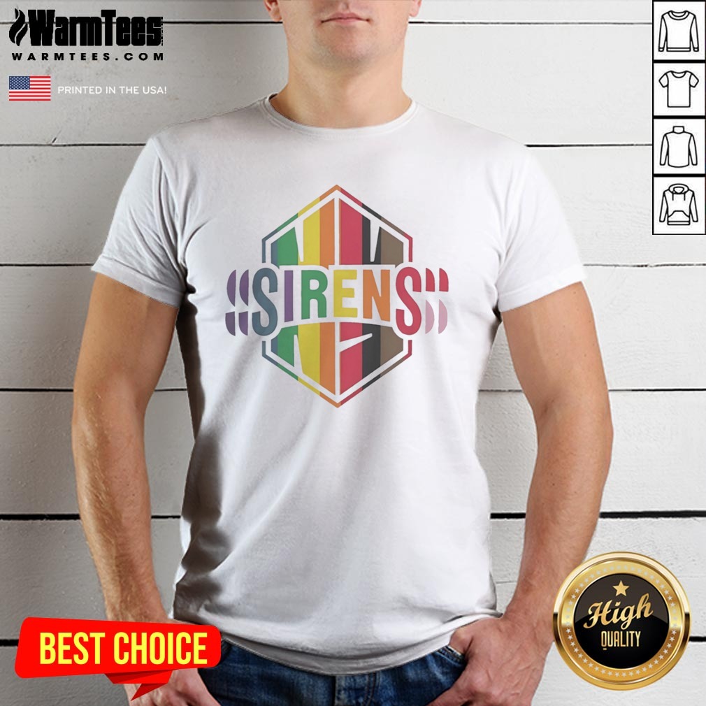 premium-sirens-pride-flag-lgbtq-rainbow-shirt-1 Premium Sirens Pride Flag LGBTQ Rainbow shirt featuring vibrant rainbow stripes on a comfortable cotton tee