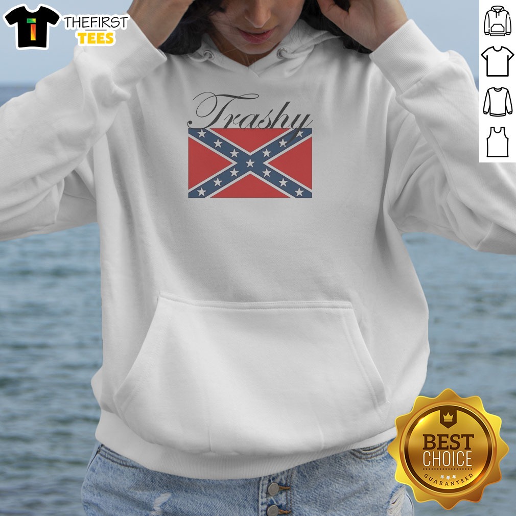 premium-trashy-confederate-flag-hoodie Premium Trashy Confederate Flag Hoodie in black with bold flag graphic on front, cozy and casual wear