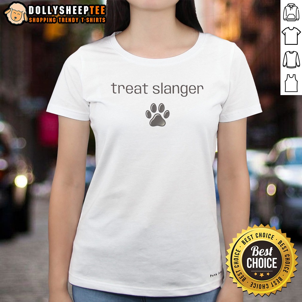 premium-treat-slanger-footprint-ladies-shirt Premium Treat Slanger Footprint Ladies Shirt featuring a unique footprint design for casual wear.