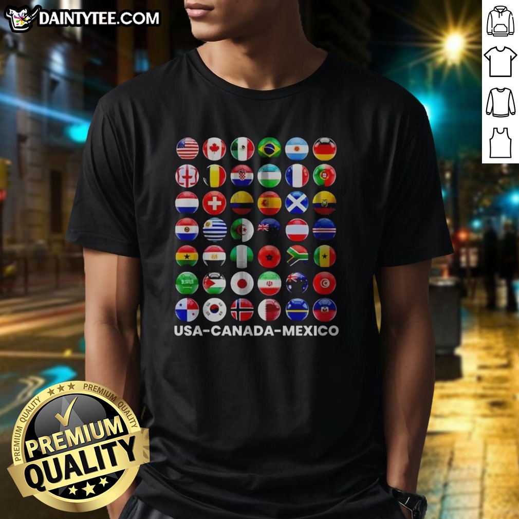 premium-usa-canada-mexico-international-soccer-tournament-all-country-flags-shirt Premium Usa Canada Mexico International Soccer Tournament All Country Flags Shirt showcasing vibrant country flags.
