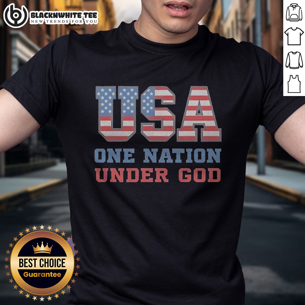 Premium USA One Nation Under God American Flag Patriotic Stars And Stripes Theme Shirt Premium USA One Nation Under God American Flag Patriotic Stars And Stripes Theme Shirt displayed on a neutral background