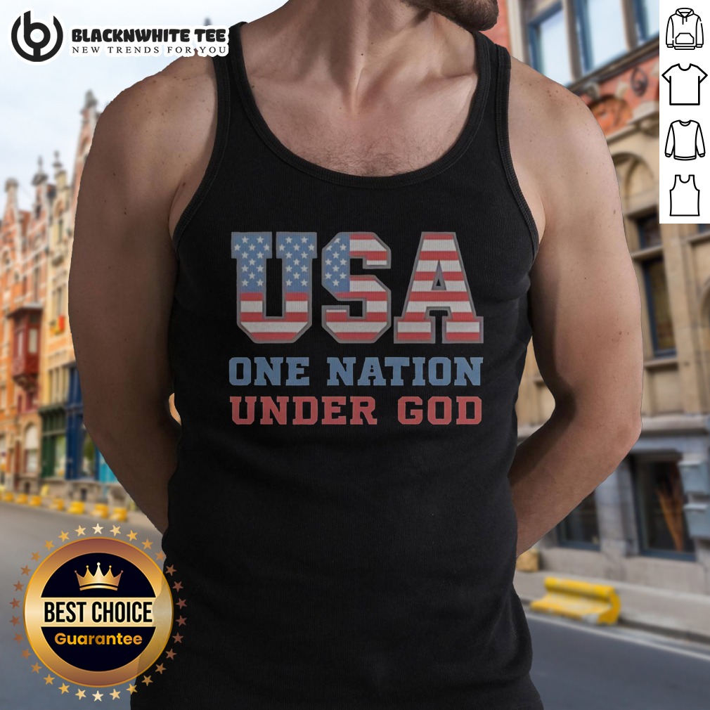 Premium USA One Nation Under God American Flag Patriotic Stars And Stripes Theme Tank Top Premium USA One Nation Under God American Flag Patriotic Stars And Stripes Theme Tank Top displayed against a neutral background.