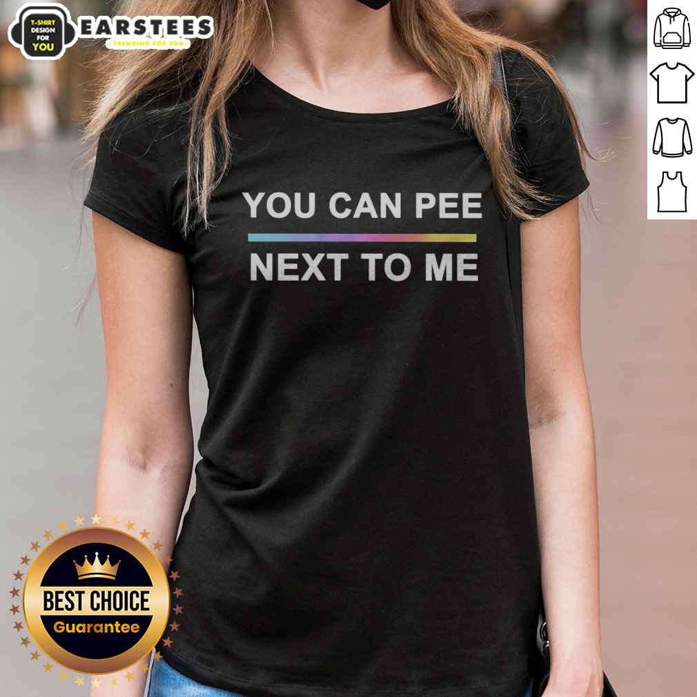 premium-you-can-pee-next-to-me-lgbtq-pride-rainbow-gradient-text-design-unisex-fit-ladies-shirt Premium You Can Pee Next To Me LGBTQ Pride Rainbow Gradient Text Design Unisex Fit ladies shirt displayed on a hanger
