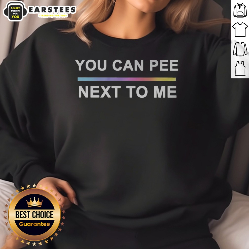 premium-you-can-pee-next-to-me-lgbtq-pride-rainbow-gradient-text-design-unisex-fit-sweatshirt Premium You Can Pee Next To Me LGBTQ Pride Rainbow Gradient Text Design Unisex Fit sweatshirt displayed in vibrant colors.