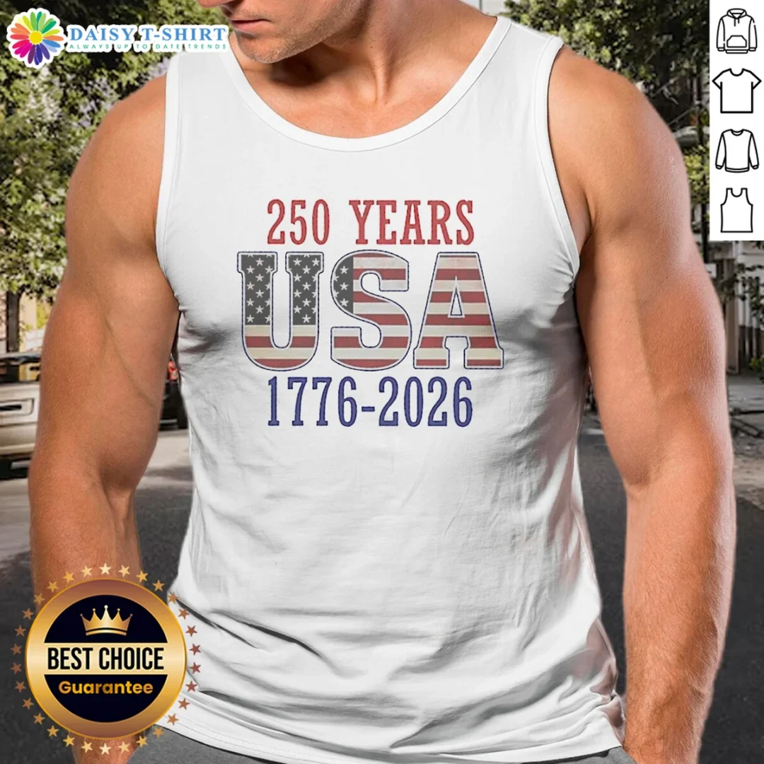 Pretty 250 Years USA 1776 2026 250th Anniversary American Flag Tank Top Pretty 250 Years USA 1776 2026 250th Anniversary American Flag Tank Top