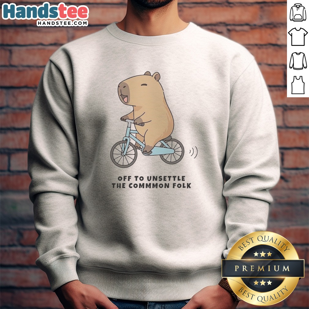pretty-capybara-driving-bicycle-off-to-unsettle-the-commmon-folk-funny-meme-illustration-sweatshirt Pretty Capybara Driving Bicycle Off To Unsettle The Commmon Folk Funny Meme Illustration Sweatshirt, perfect for meme lovers.