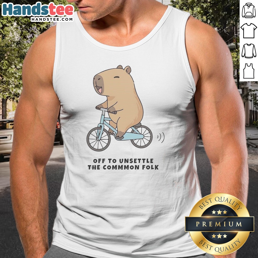 pretty-capybara-driving-bicycle-off-to-unsettle-the-commmon-folk-funny-meme-illustration-tank-top Pretty Capybara Driving Bicycle Off To Unsettle The Commmon Folk Funny Meme Illustration Tank top for casual wear