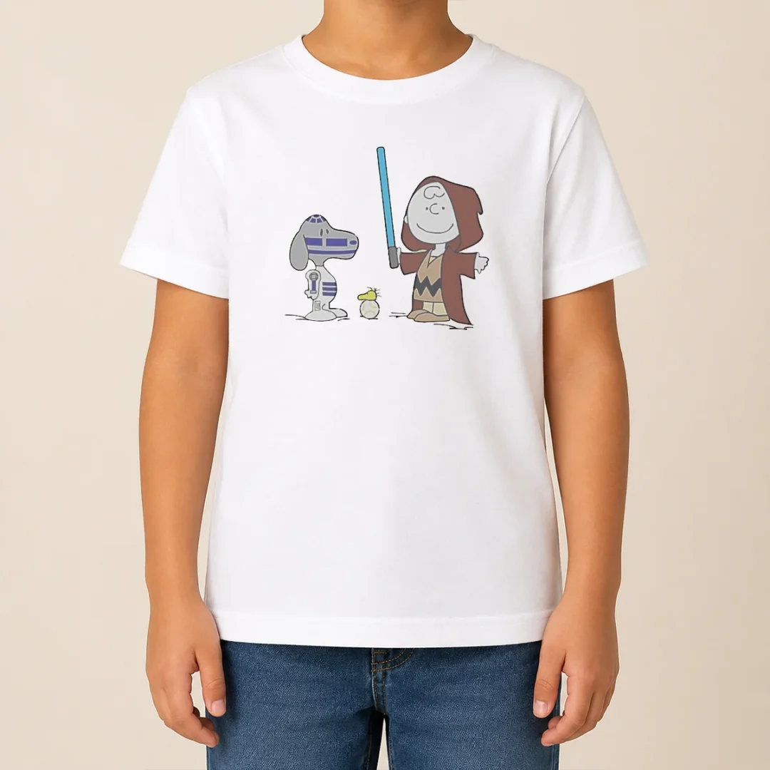 Pretty Charlie Brown Snoopy Woodstock Star Wars R2 D2 BB 8 Mashup Character Kids T Shirt Pretty Charlie Brown Snoopy Woodstock Star Wars R2 D2 BB 8 Mashup Character Kids T-Shirt