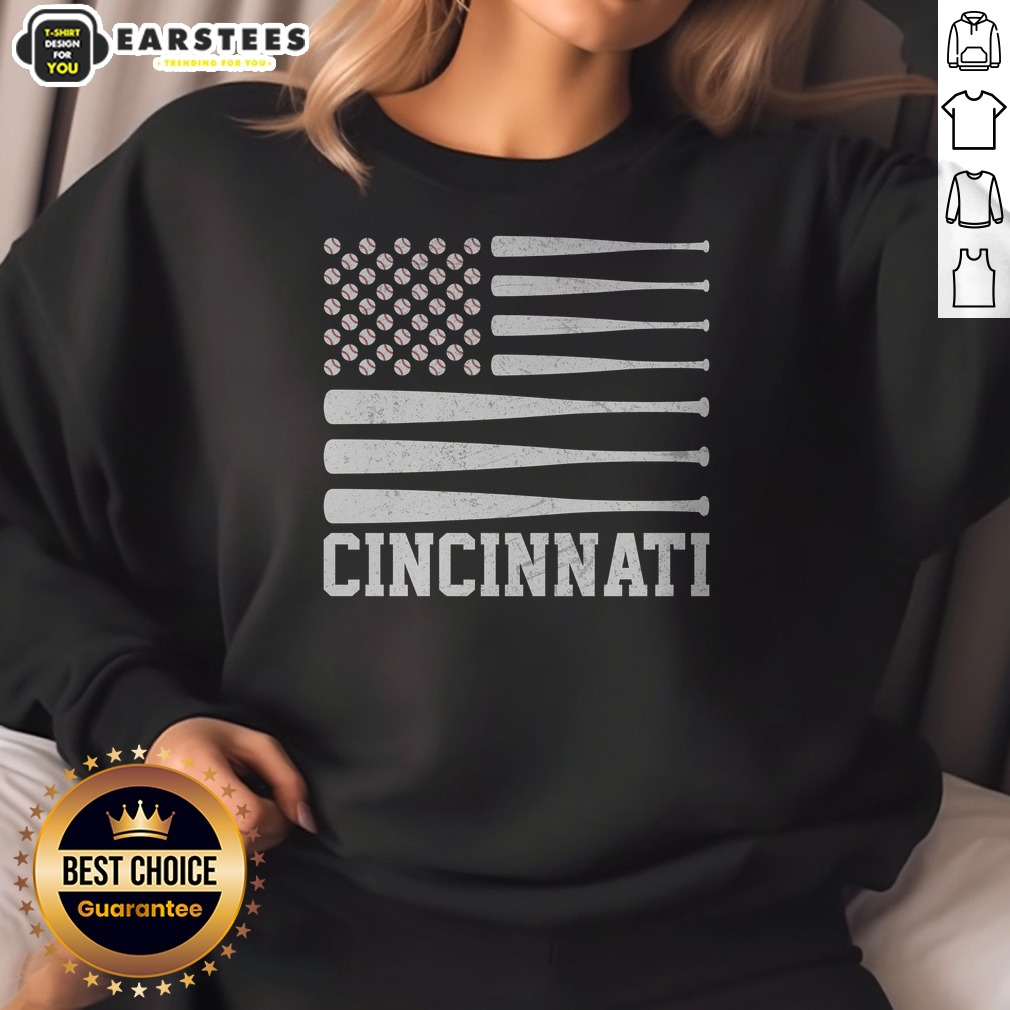 pretty-cincinnati-baseball-bat-american-flag-sweatshirt Pretty Cincinnati Baseball Bat American Flag sweatshirt featuring a unique design for baseball enthusiasts.