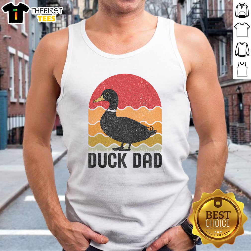 pretty-duck-dad-tank-top Pretty Duck Dad Tank top featuring a fun duck graphic, perfect for summer wear.