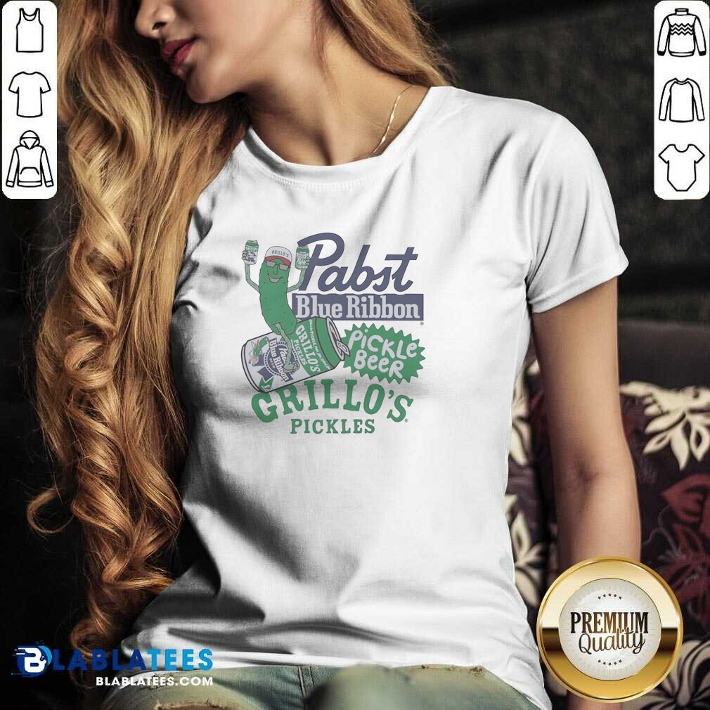 pretty-grillos-pickles-pabst-blue-ribbon-pickle-beer-logo-v-neck-shirt-v-neck-optimized Pretty Grillos Pickles Pabst Blue Ribbon Pickle Beer Logo V-Neck Shirt