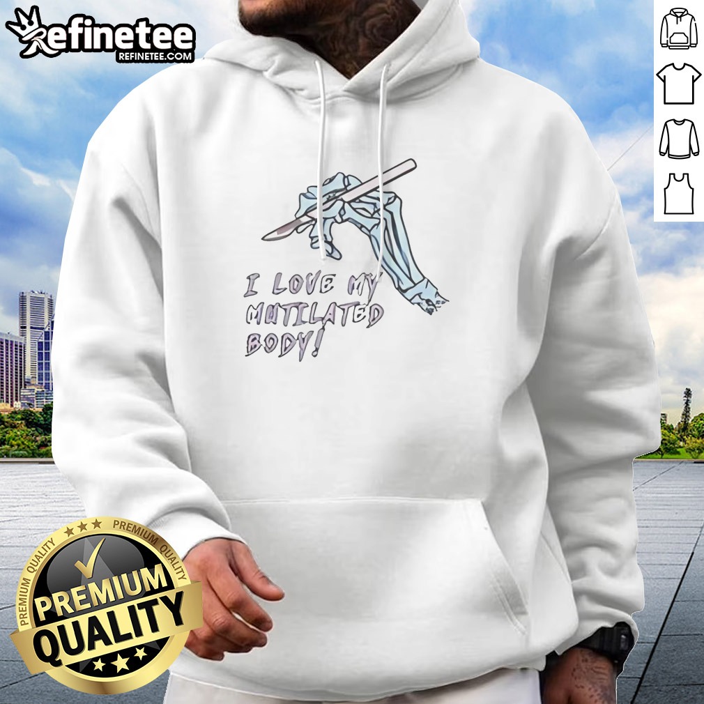pretty-i-love-my-mutilated-body-hoodie Pretty I Love My Mutilated Body hoodie in black with front graphic design, unisex pullover sweatshirt