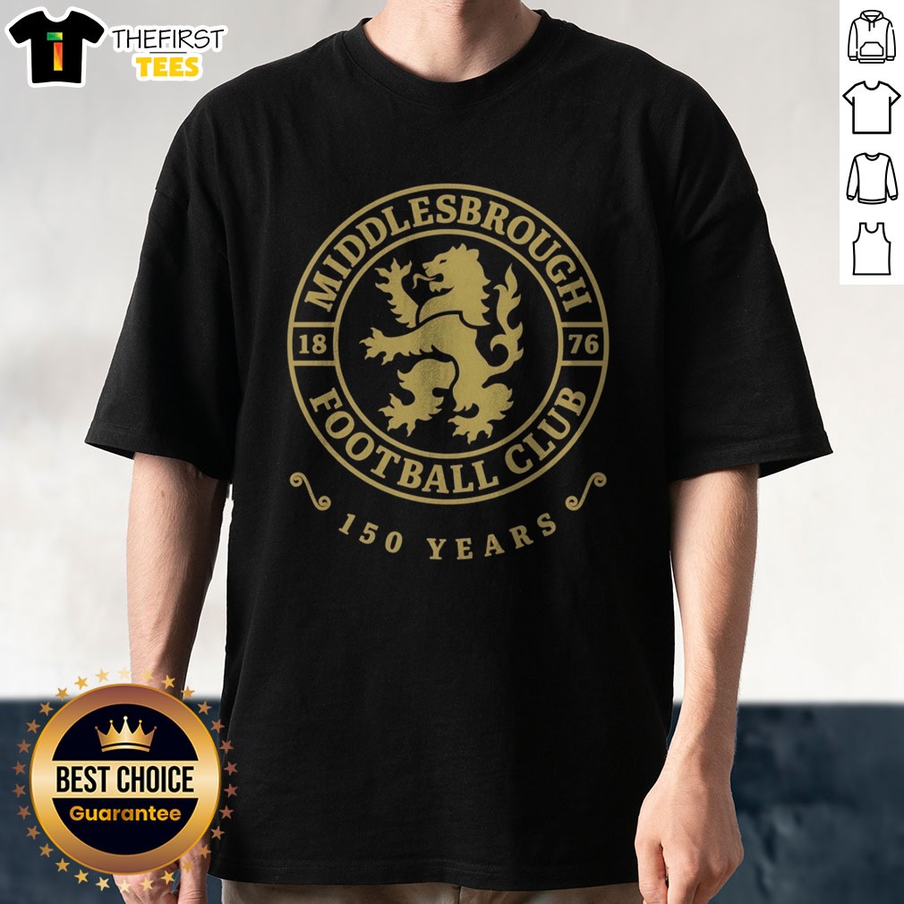 pretty-middlesbrough-football-club-1876-150-years-crest-logo-red-and-gold-sport-shirt-1 Pretty Middlesbrough Football Club 1876 150 Years Crest Logo Red And Gold Sport Shirt displayed on a hanger
