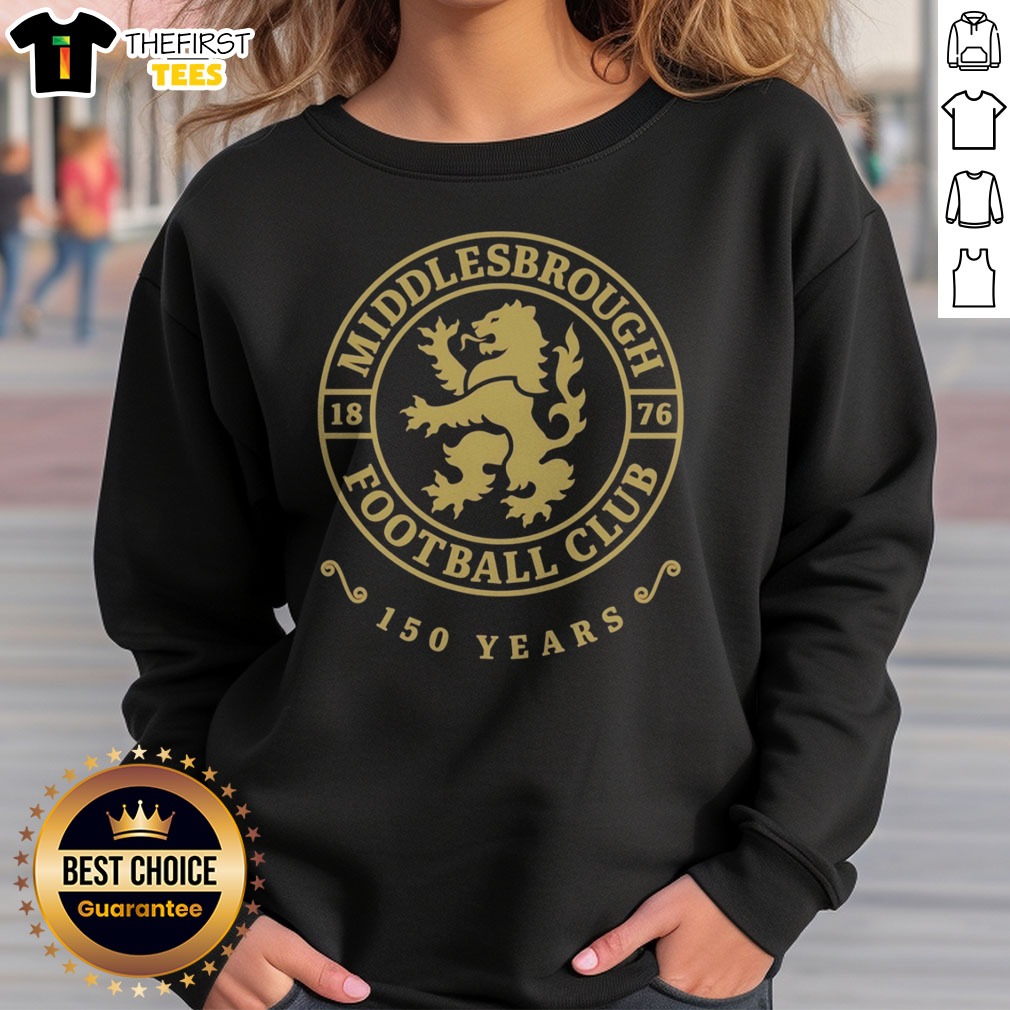 pretty-middlesbrough-football-club-1876-150-years-crest-logo-red-and-gold-sport-sweatshirt Pretty Middlesbrough Football Club 1876 150 Years Crest Logo Red And Gold Sport Sweatshirt displayed on a hanger