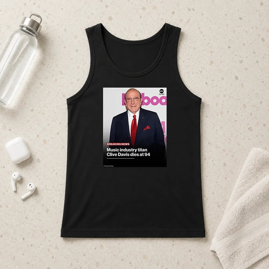 pretty-music-industry-titan-clive-davis-dies-at-94-tank-top Pretty Music Industry Titan Clive Davis Dies At 94 Tank Top featuring bold graphic print on a comfortable sleeveless cotton fabric