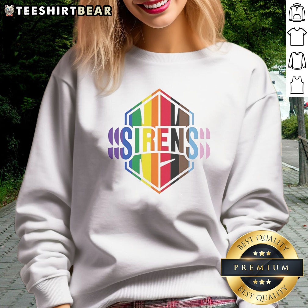 pretty-new-york-sirens-pride-lgbtq-rainbow-flag-sweatshirt Pretty New York Sirens Pride LGBTQ Rainbow Flag Sweatshirt featuring vibrant rainbow colors on a cozy fabric.