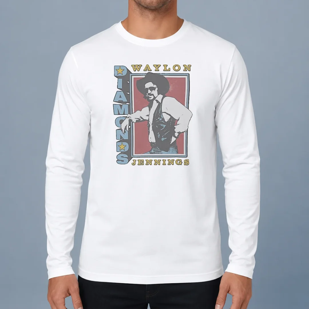 pretty-nice-waylon-jennings-diamonds-ringer-long-sleeve-shirt Pretty Nice Waylon Jennings Diamonds Ringer Long Sleeve Shirt