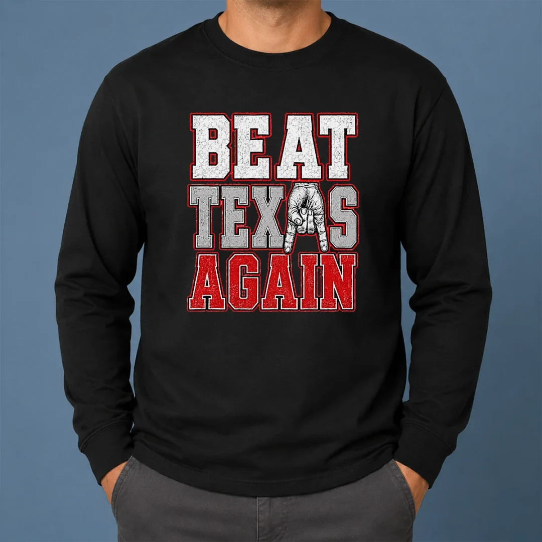 Pretty Oklahoma Sooners Beat Texas Again College Football Long Sleeve Shirt Pretty Oklahoma Sooners Beat Texas Again College Football long sleeve shirt in red with bold white and black lettering
