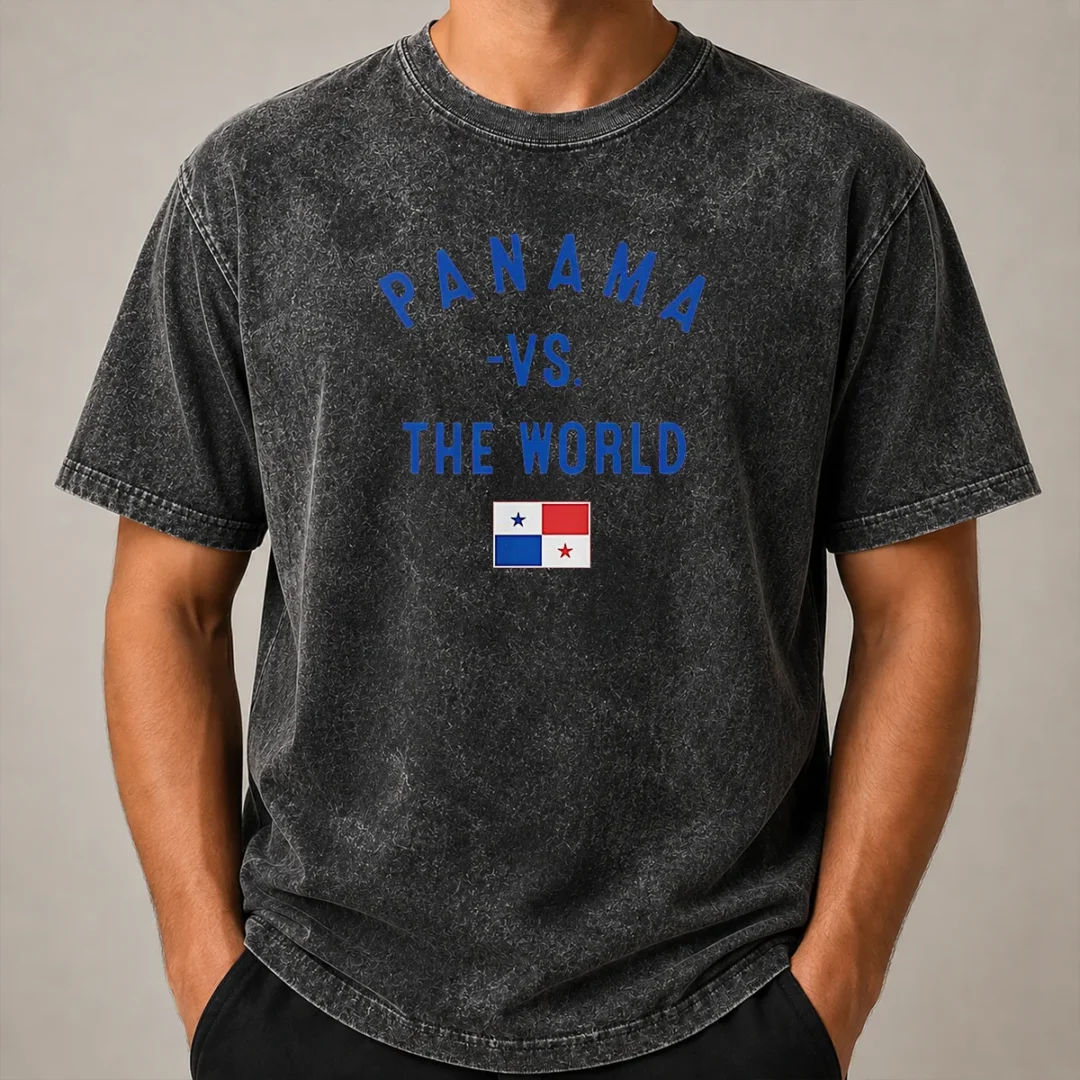 Pretty Panama Vs The World Soccer Flag Washed T Shirt Pretty Panama Vs The World Soccer Flag Washed T Shirt featuring a soft, worn-in look with vibrant flag graphics
