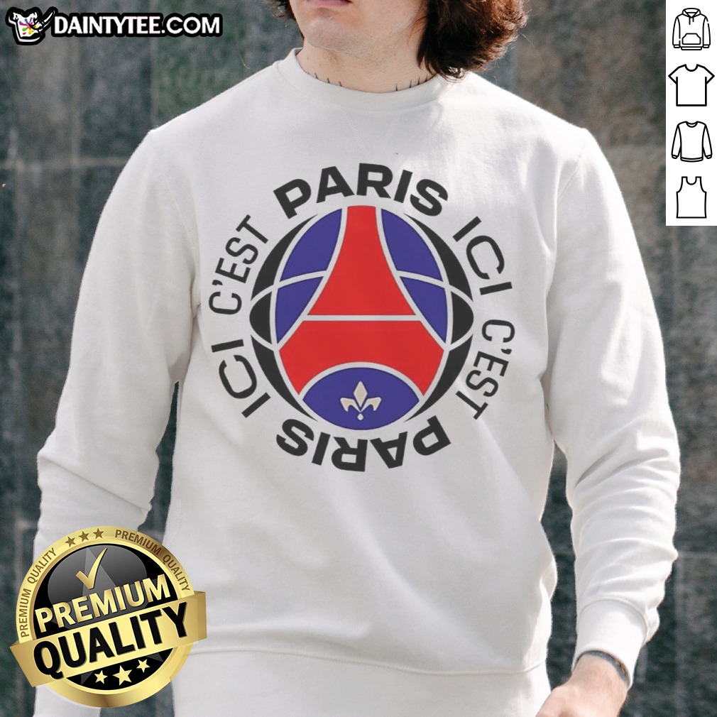 pretty-paris-saint-germain-football-club-ici-c-est-paris-sweatshirt Pretty Paris Saint Germain Football Club Ici C'Est Paris Sweatshirt featuring vibrant club colors and logo.