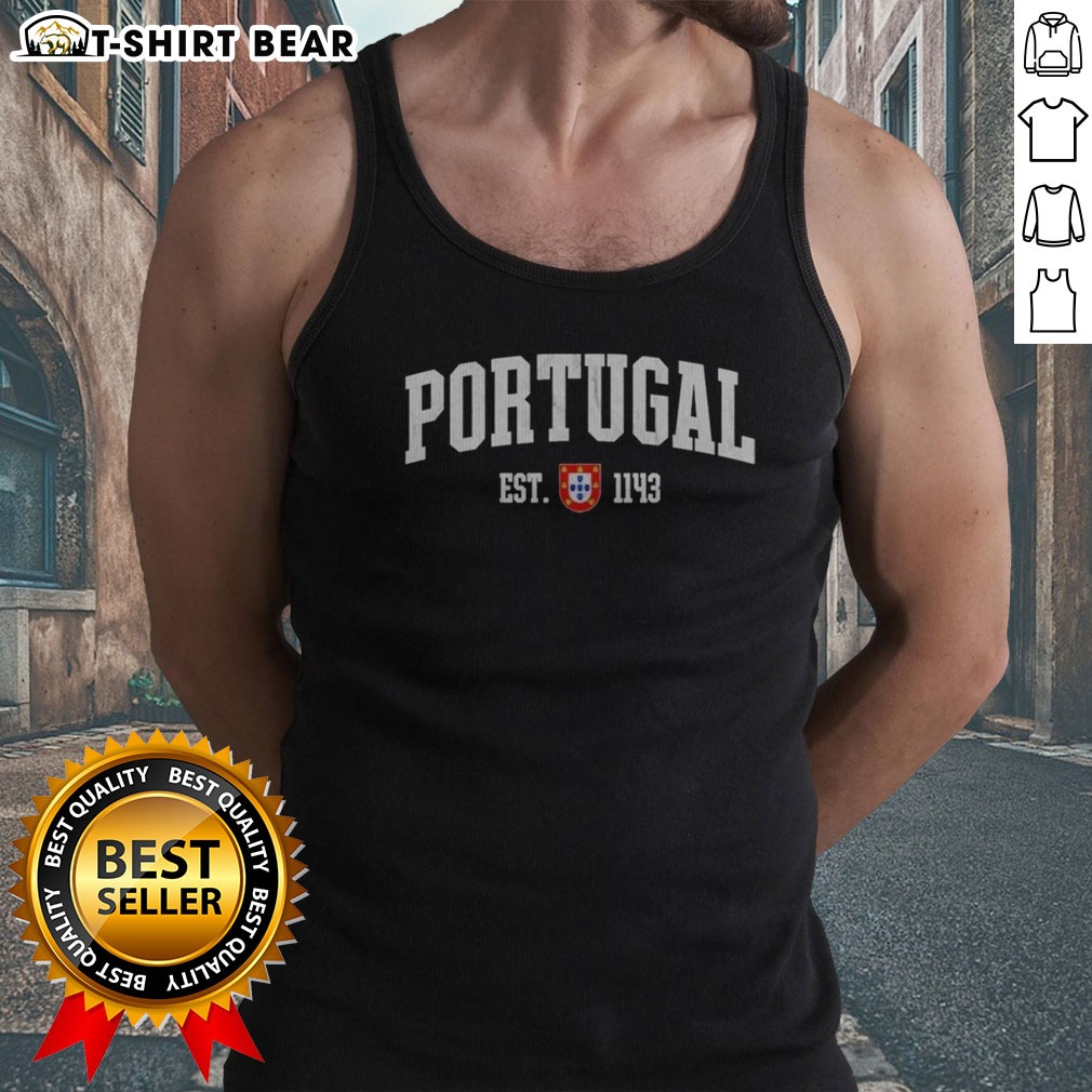 Pretty Portugal Est 1143 Shield Crest Vintage Distressed Style Graphic Tank top Pretty Portugal Est 1143 Shield Crest Vintage Distressed Style Graphic Tank top in a soft fabric with a relaxed fit