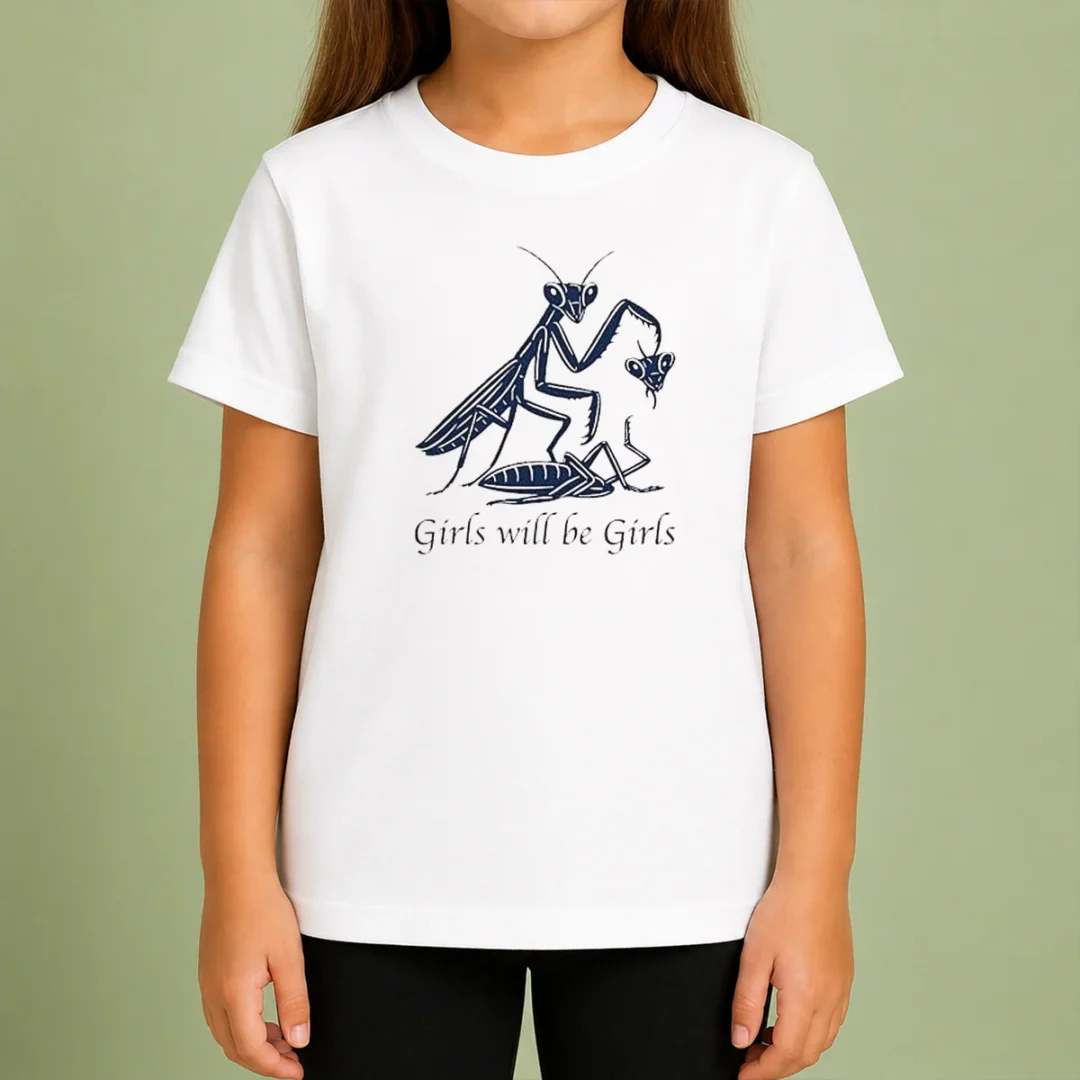 pretty-praying-mantis-nature-science-biology-girls-will-be-girls-kids-t-shirt Pretty Praying Mantis Nature Science Biology Girls Will Be Girls Kids T-Shirt
