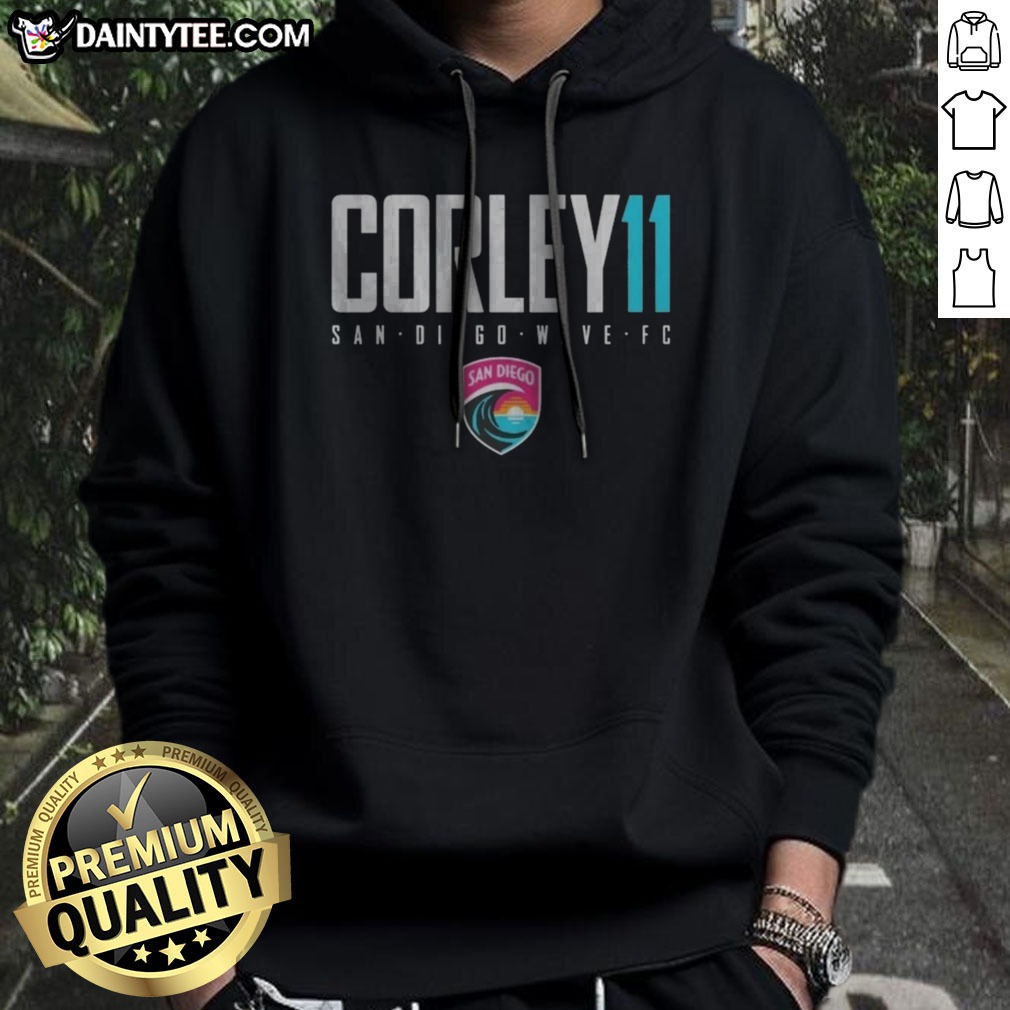 pretty-san-diego-wave-fc-corley-11-san-diego-wave-fc-hoodie Pretty San Diego Wave FC Corley 11 Hoodie featuring vibrant colors and team logo, perfect for fans.