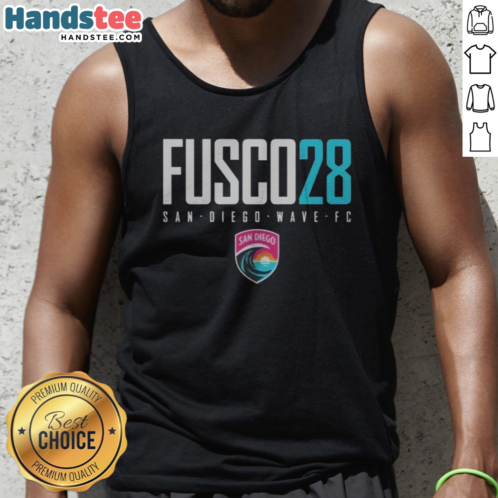 pretty-san-diego-wave-fc-fusco-28-text-logo-san-diego-wave-fc-nwsl-tank-top Pretty San Diego Wave FC Fusco 28 Text Logo San Diego Wave FC NWSL Tank top displayed in vibrant colors