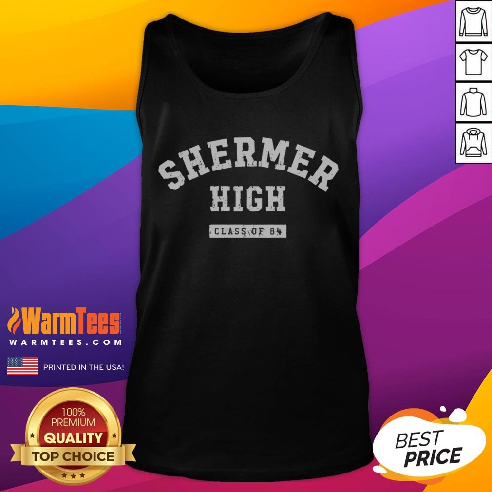 pretty-shermer-high-class-of-84-tank-top Pretty Shermer High Class Of 84 tank top featuring a retro-inspired design perfect for nostalgic fans.