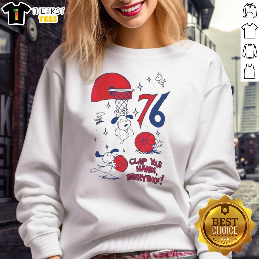 pretty-snoopy-x-philadelphia-76ers-clap-your-hands-everybody-sweatshirt Pretty Snoopy X Philadelphia 76ers 'Clap Your Hands Everybody' sweatshirt featuring a playful Snoopy design.